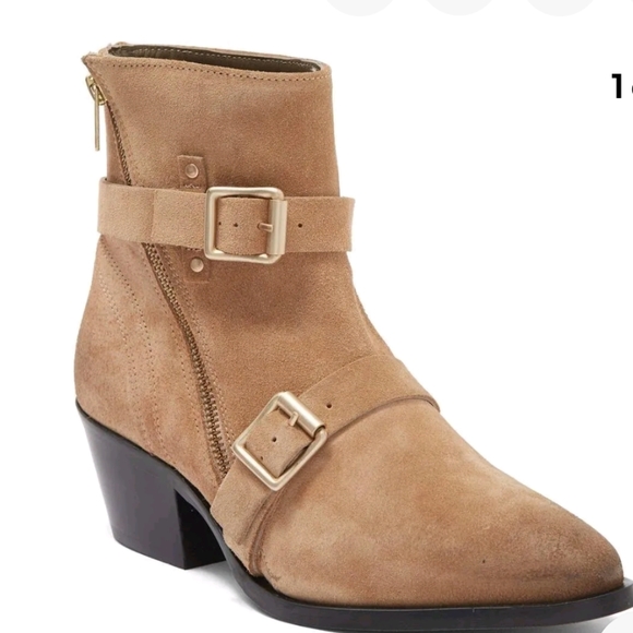 AllSaints Lior Suede Zip Bootie Desert Sand EU size 39 US Size 9 NWOB - Picture 1 of 15
